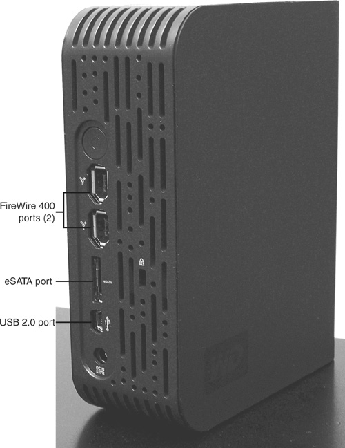 The rear of a Western Digital My Book Home Edition hard disk.