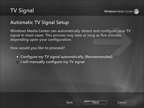 Preparing to detect TV signals.