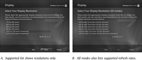 Selecting a different display resolution.