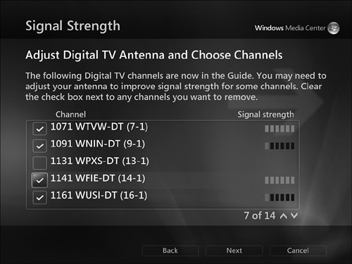 Scanning broadcast digital (ATSC) channels.