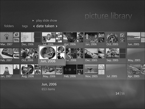 Displaying the number of photos taken in a specified month in Date Taken view.