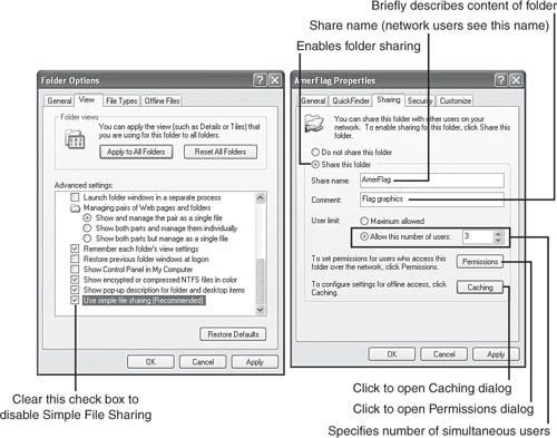 Disabling Simple File Sharing on Windows XP.