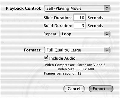 You can choose a playback control and format.
