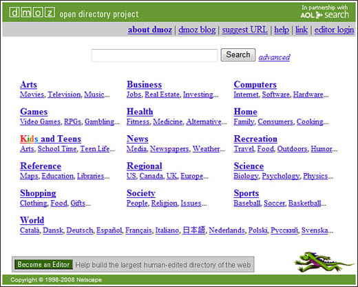 The Open Directory—the basis of the Google Directory.