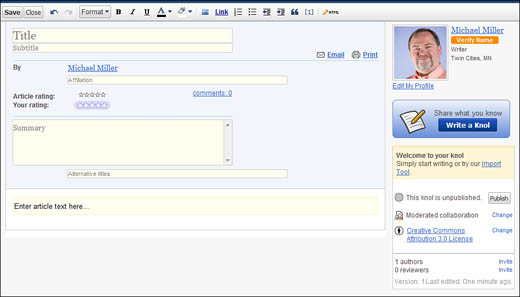 Writing a Google Knol article.
