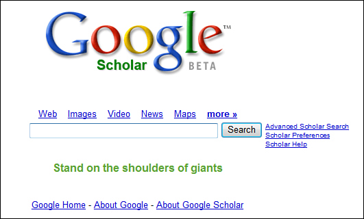 The Google Scholar main search page.