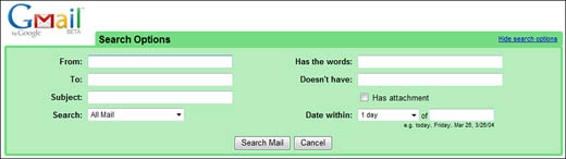 Fine-tuning your search with Gmail Search Options.