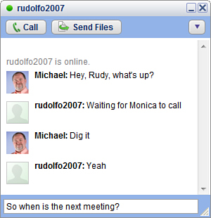 Chatting in Google Talk.