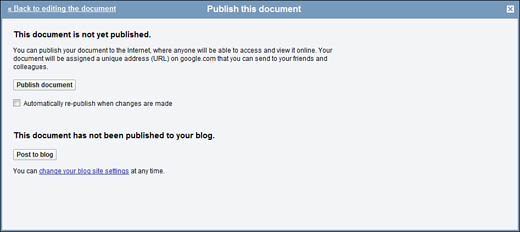 Publishing a document to the Web.