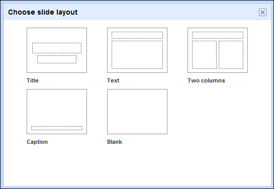 Choosing a new slide layout.