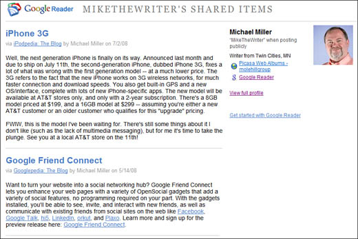 Your shared blog postings, on a new web page.