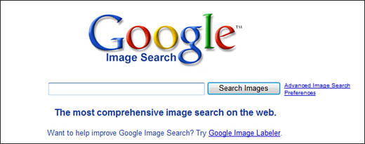 The home page for Google Image Search.