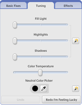 Picasa’s Tuning tab.