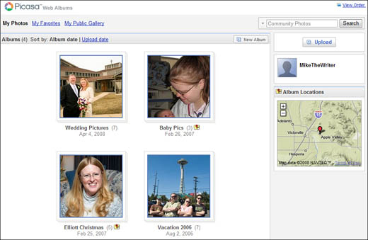 The home page for all your Picasa Web Albums.