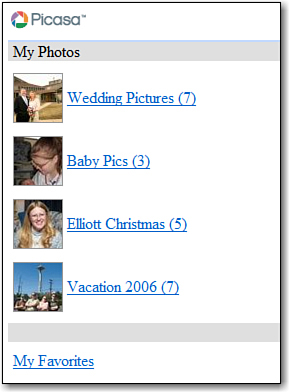 Viewing Picasa Web Albums on a mobile phone.