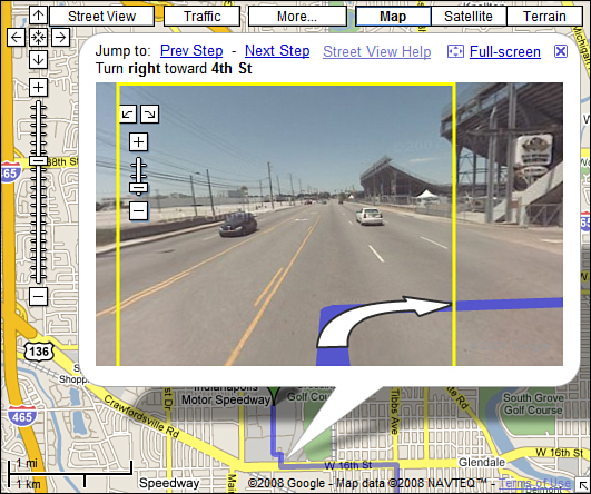 A pop-up Street View photo that zooms into a particular piece of your route.