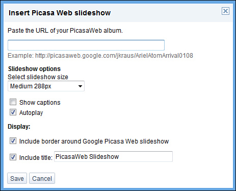 Adding a Picasa slideshow to your web page.