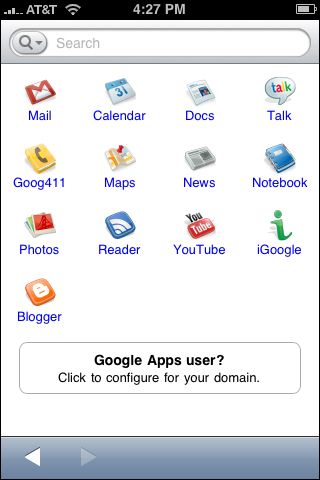 Accessing all of Google’s iPhone applications.