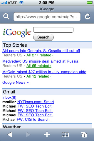 An iGoogle page for the iPhone.