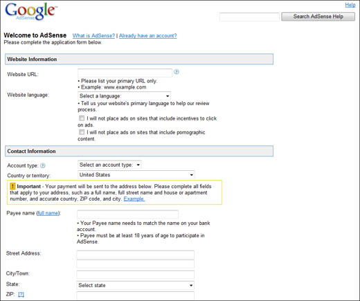 Applying to the Google AdSense program.