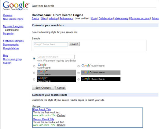 Customizing the look and feel of your search engine.