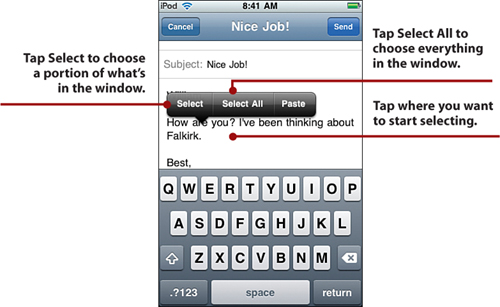 Typing on an iPod touch