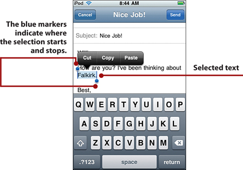 Typing on an iPod touch
