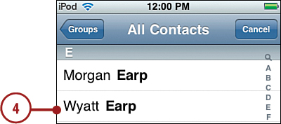 Adding Information to an Existing Contact While Using iPod touch
