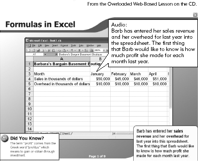 A Screen from a Lesson on Excel with Many Sources of Extraneous Cognitive Load.