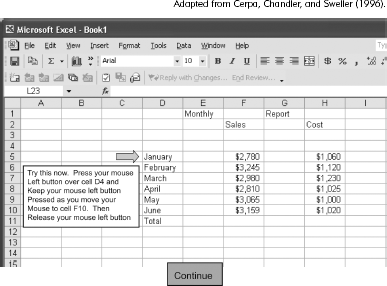 A Computer-Based Training Lesson That Minimizes Split Attention by Integrating Text and Visuals on the Computer.