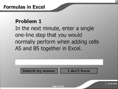 The First of a Three-Item Pretest in an Excel Lesson on the CD.