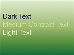 It’s especially important to check text for readability on both light and dark areas of gradient backgrounds.