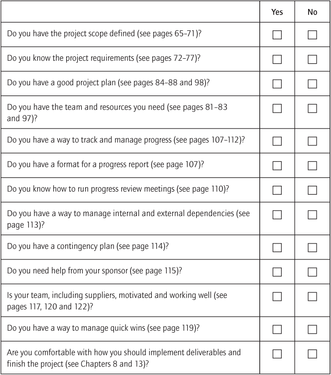 Project management processes checklist