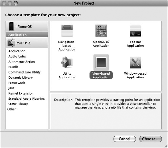The New Project assistant, which lets you select from various file templates when creating a new file