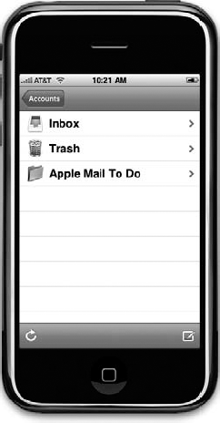 The iPhone Mail application is an example of a multiview application using a navigation bar.