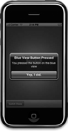 Pressing the center button shows an alert.