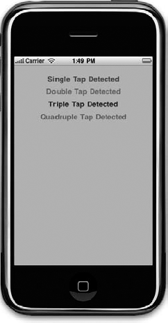 The TapTaps application detecting all tap types simultaneously