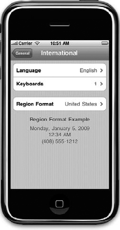 Changing the language and region, the two settings that affect the user's locale