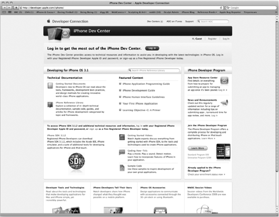 Apple's iPhone Dev Center web site