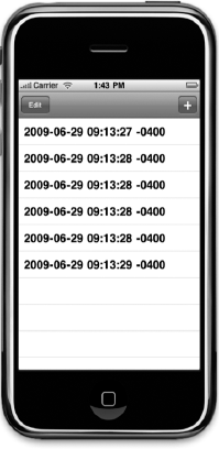 The template application saves your application data when you quit. When you launch it again, it loads all the existing data from the persistent store.