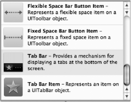 The tab bar in the Library