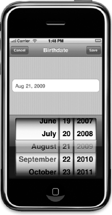 The subcontroller that allows editing date attributes. Here, it's being used to edit the birthdate attribute.