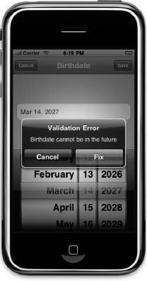 When attempting to save an attribute that fails validation, the user will have the option of fixing the problem, or cancelling their changes