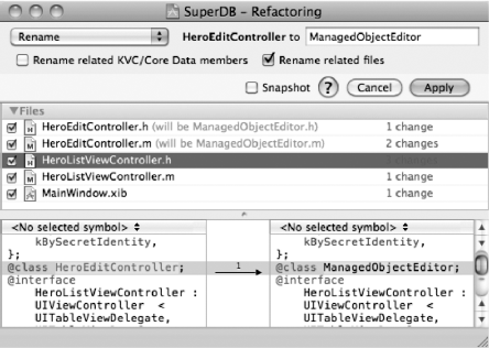 Xcode's refactoring allows you to preview the changes that will be made.