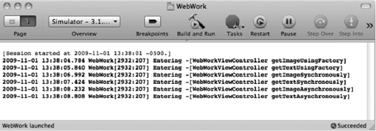 With these stubs in place, you can quickly check out your Interface Builder action connections to make sure every button triggers the right method.