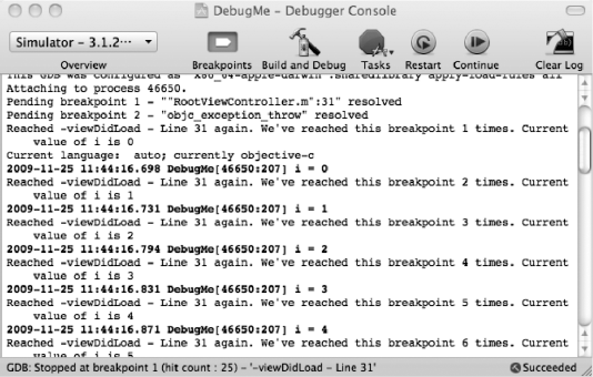 Breakpoint log actions get printed to the debugger console but, unlike the results of NSLog() commands, are not printed in bold