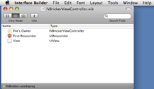 The IVBrickerViewController.xib file in Interface Builder