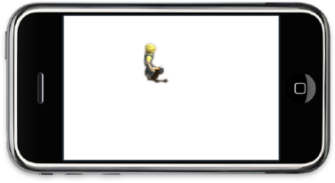 Mario walks aimlessly around the iPhone, bouncing off edges and changing size, all courtesy of AtlasSprite and an updated AsteroidsView class.