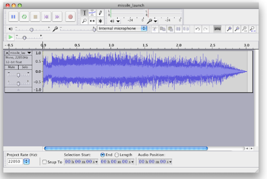 Missile launch waveform in Audacity
