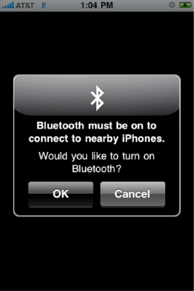The GameKit framework makes sure that Bluetooth is enabled before search for peers can begin.
